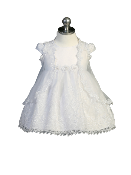 Flower Girl Lace Applique Elegant Baptism Dress by TIPTOP KIDS - AS2356