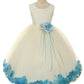 White Satin Flower Petal Flower Girl Dress by AS160B+ Kids Dream - Girl Formal Dresses
