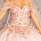 Glitter 3-D Flower Off Shoulder Quinceanera Dress by Elizabeth K - GL3179