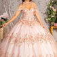 Glitter 3-D Flower Off Shoulder Quinceanera Dress by Elizabeth K - GL3179