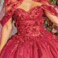 Glitter 3-D Flower Off Shoulder Quinceanera Dress by Elizabeth K - GL3179