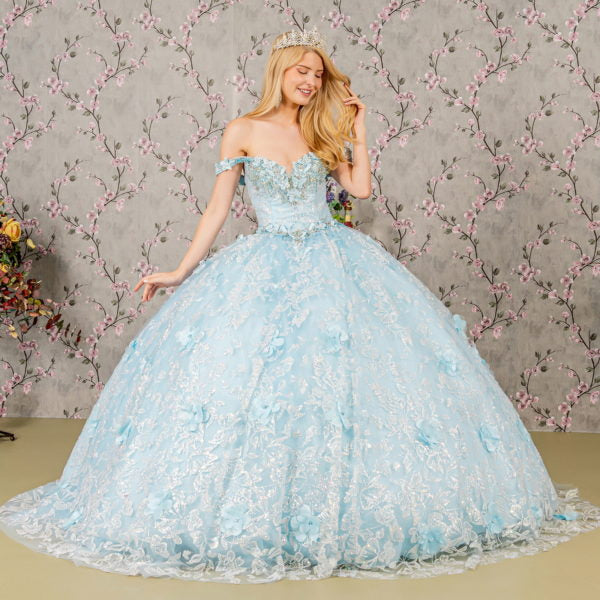 Butterfly Sequin Sweetheart Neckline Quinceanera Dress by Elizabeth K - GL3183