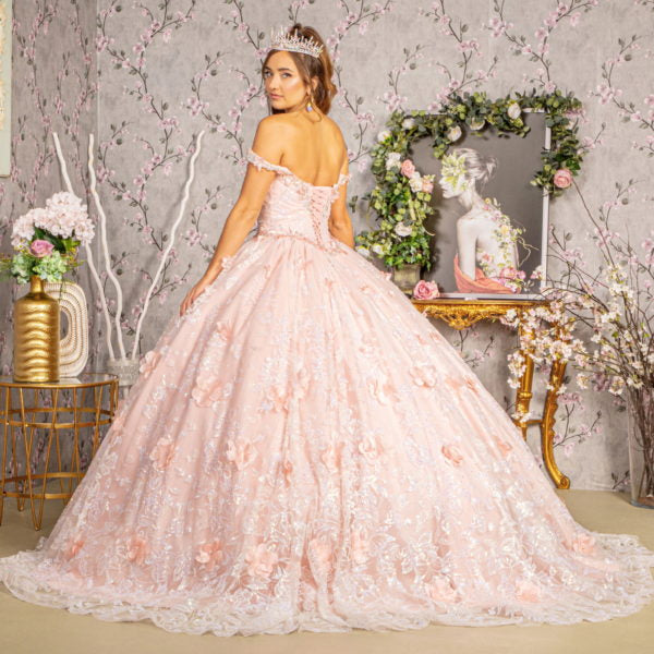 Butterfly Sequin Sweetheart Neckline Quinceanera Dress by Elizabeth K - GL3183