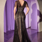 Butterfly Sleeve V-Neckline Gown By Ladivine CD0241 - Women Evening Formal Gown - Special Occasion/Curves