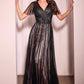 Butterfly Sleeve V-Neckline Gown By Ladivine CD0241 - Women Evening Formal Gown - Special Occasion/Curves