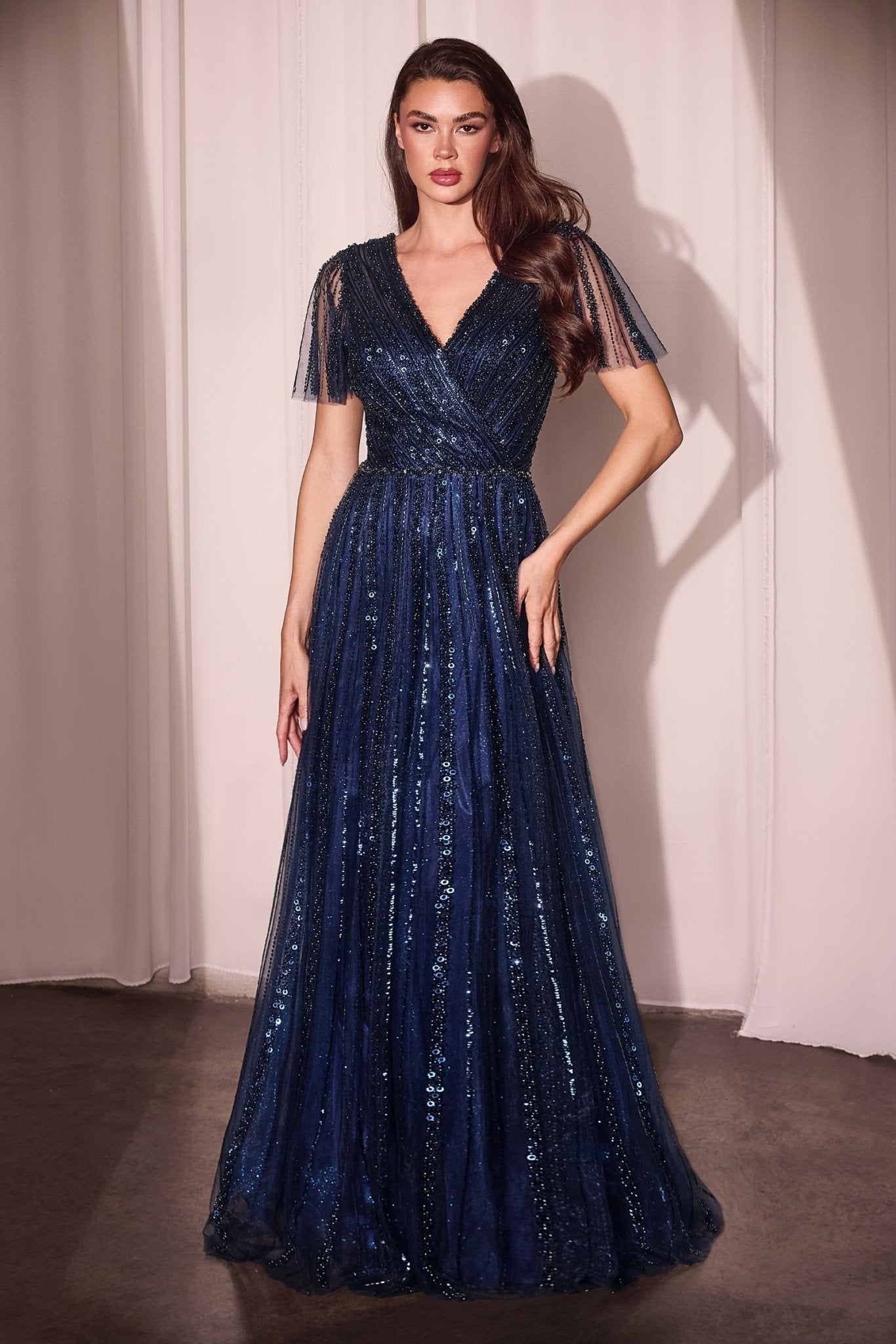 Long Beaded A-Line Formal Dress by LaDivine CD0241