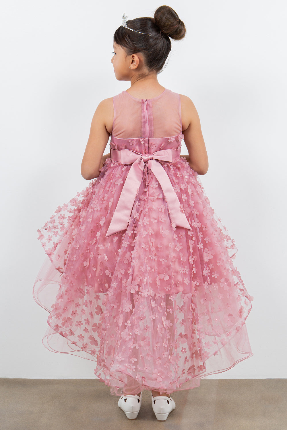3D Flowers Elegant Illusion Girl Party Dress by Cinderella Couture USA AS9170 10 / Black
