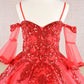 Glitter Spaghetti Sweetheart Neckline Kids Dress by Elizabeth K - GK104