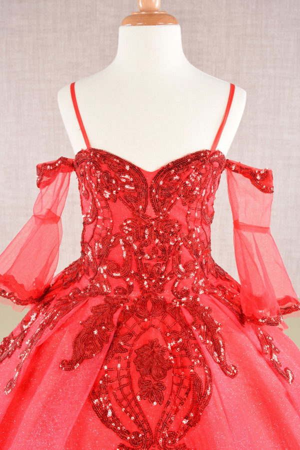 Glitter Spaghetti Sweetheart Neckline Kids Dress by Elizabeth K - GK104