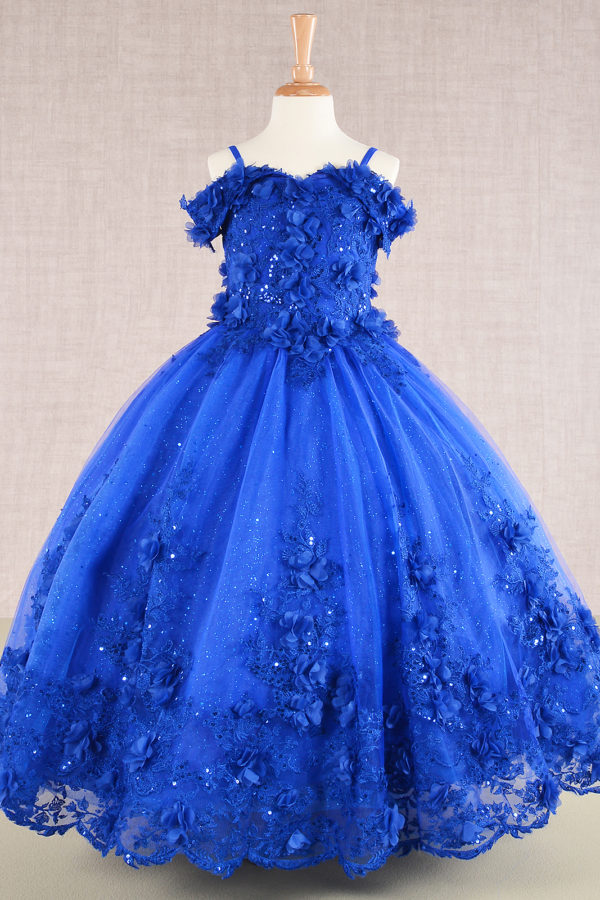 green emerald velvet dress Royal Blue Ballgown Dress for Little Girls main image 0