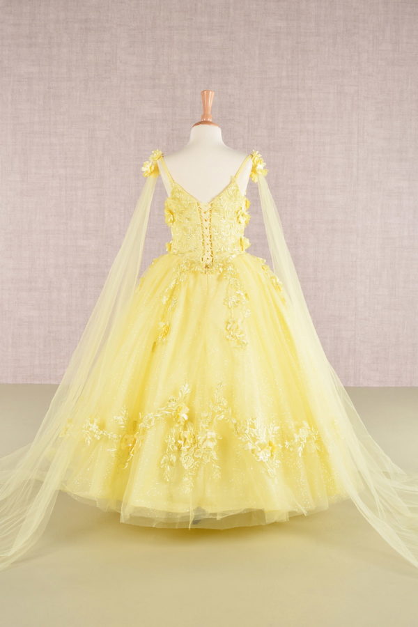 Girls 3D Floral Sleeveless Cape Gown by Elizabeth K GK111 10 / Blush