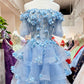 3-D Flower Applique Straight Across Neckline Quinceanera Dress by Elizabeth K - GL3180