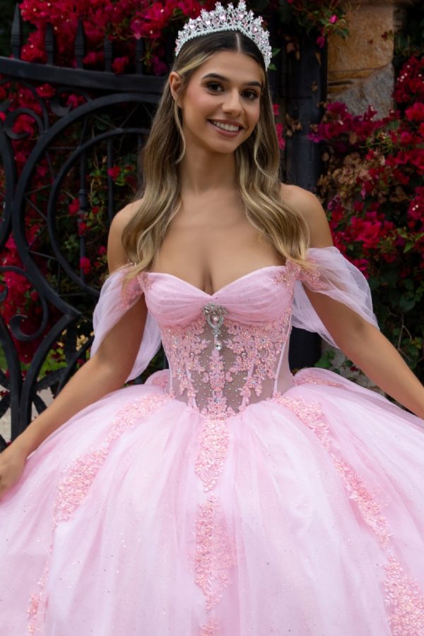 Embellished Glittet Sweetheart Neckline Quinceanera Dress by GLS by Gloria - GL3502