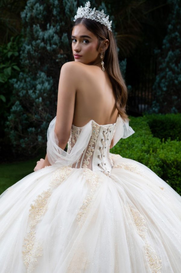 Embellished Glittet Sweetheart Neckline Quinceanera Dress by GLS by Gloria - GL3502