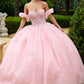 Strapless Glitter Print Sweetheart Quinceanera Dress by GLS by Gloria - GL3505