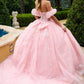 Strapless Glitter Print Sweetheart Quinceanera Dress by GLS by Gloria - GL3505