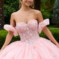 Strapless Glitter Print Sweetheart Quinceanera Dress by GLS by Gloria - GL3505