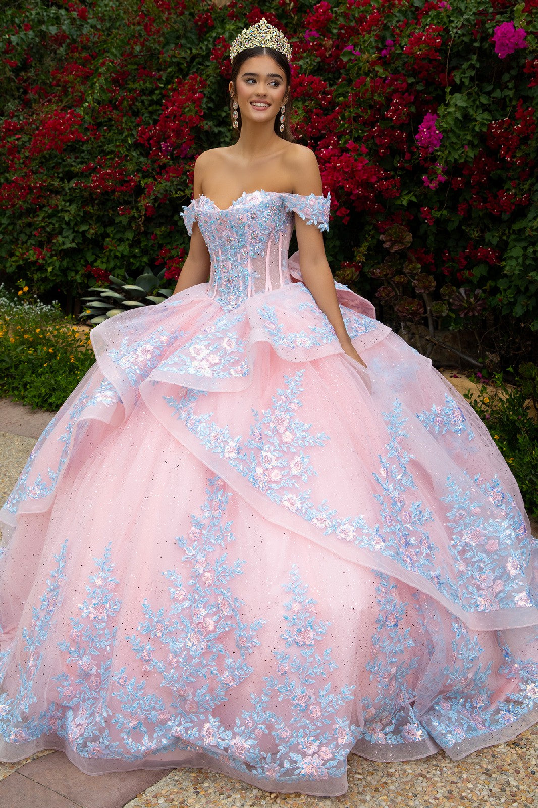 Sequin Off Shoulder Sweetheart Neckline Quinceanera Dress by GLS by Gloria - GL3517