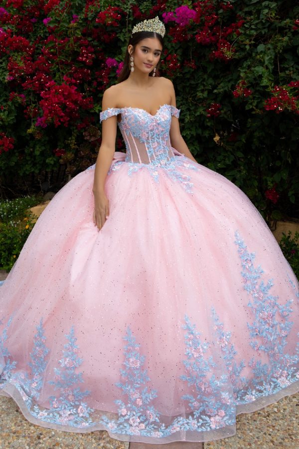 Sequin Off Shoulder Sweetheart Neckline Quinceanera Dress by GLS by Gloria - GL3517