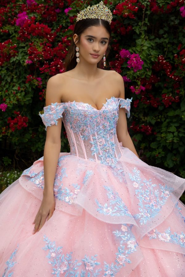 Sequin Off Shoulder Sweetheart Neckline Quinceanera Dress by GLS by Gloria - GL3517