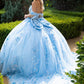 Embroidery Cut-Away Shoulder Tulle Quinceanera Dress by GLS by Gloria - GL3525