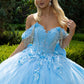 Embroidery Cut-Away Shoulder Tulle Quinceanera Dress by GLS by Gloria - GL3525