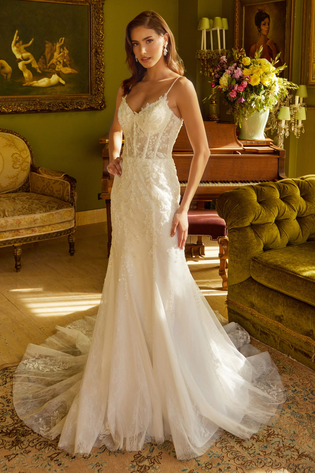 Embroidery V-Neckline Trumpet Women Bridal Dress by GLS by Gloria - GL3532 - Special Occasion/Curves