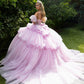 Glitter Off Shoulder V-Neck Quinceanera Dress by GLS by Gloria - GL3546