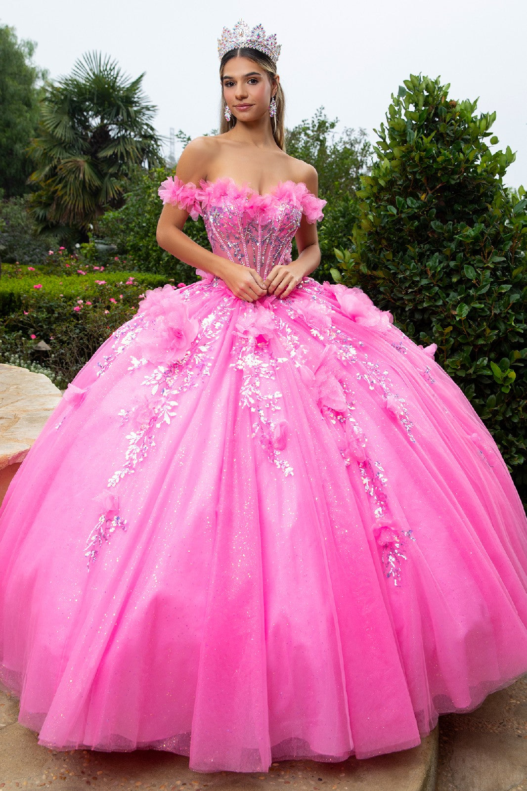 3D Flower Sweetheart Neckline Quinceanera Dress by GLS by Gloria - GL3547