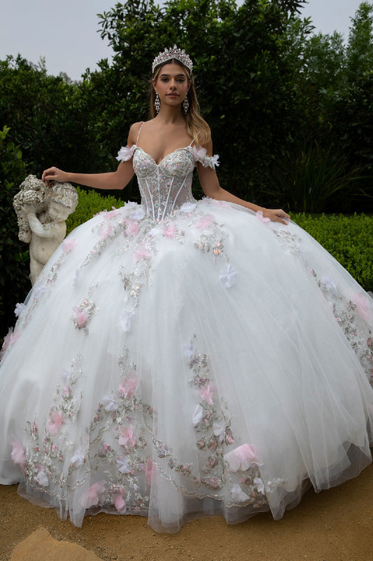 Embellished Cut-Away Shoulder Quinceanera Dress by GLS by Gloria - GL3553