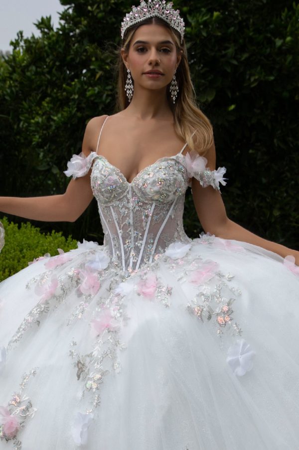 Embellished Cut-Away Shoulder Quinceanera Dress by GLS by Gloria - GL3553