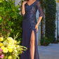 Embellished V-Neckline Leg Slit Women Formal Dress by GLS by Gloria - GL3562 - Special Occasion/Curves