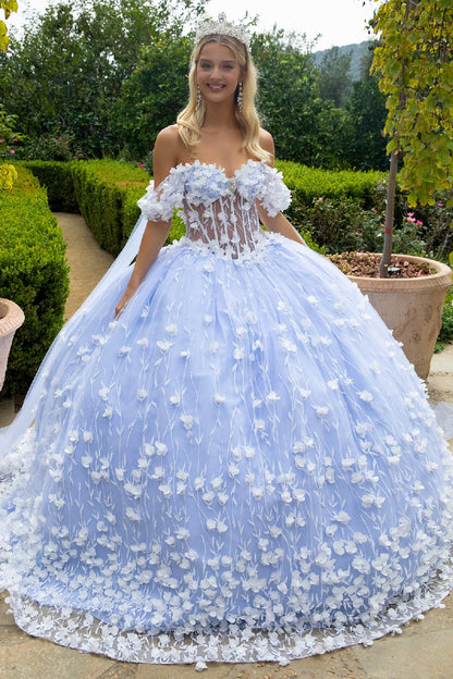 3D Flower Applique Sequin Quinceanera Dress by GLS by Gloria - GL3571