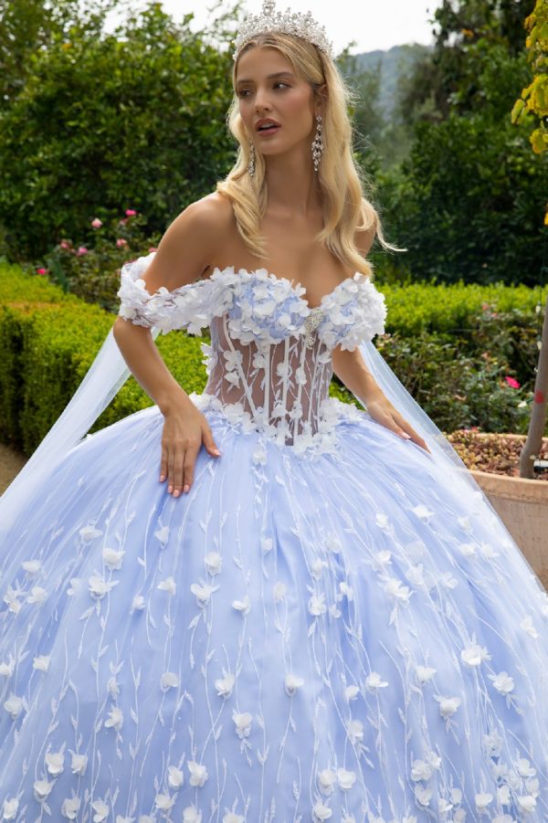 3D Flower Applique Sequin Quinceanera Dress by GLS by Gloria - GL3571