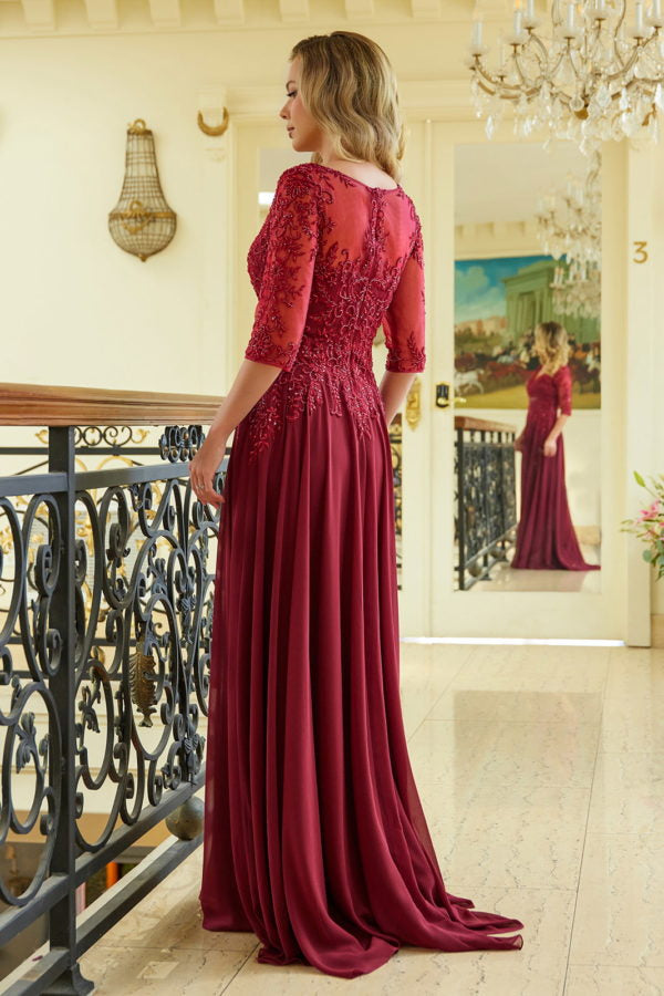 Embroidery Illusion V-Neckline A-Line Women Formal Dress by Elizabeth K - GL3573 - Special Occasion/Curves