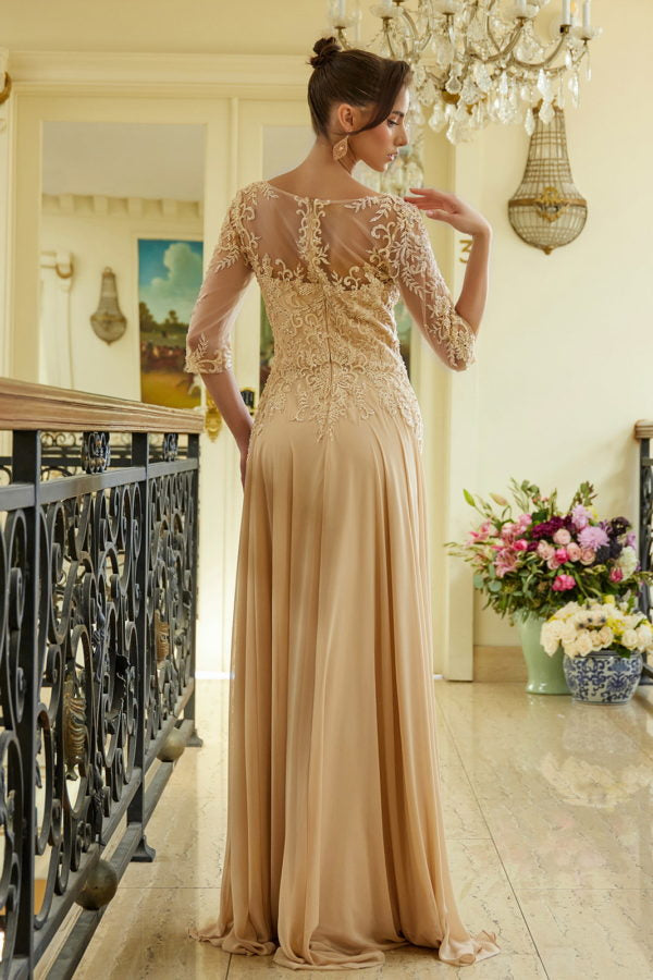 Embroidery Illusion V-Neckline A-Line Women Formal Dress by Elizabeth K - GL3573 - Special Occasion/Curves