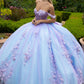 Glitter Off Shoulder with Back Bow Quinceanera Dress by GLS by Gloria - GL3576