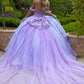 Glitter Off Shoulder with Back Bow Quinceanera Dress by GLS by Gloria - GL3576