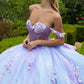 Glitter Off Shoulder with Back Bow Quinceanera Dress by GLS by Gloria - GL3576