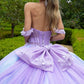 Glitter Off Shoulder with Back Bow Quinceanera Dress by GLS by Gloria - GL3576