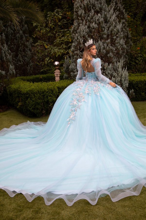 Sweetheart Neckline Long Sleeve Quinceanera Dress by GLS by Gloria