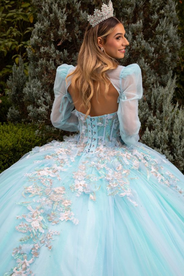 Sweetheart Neckline Long Sleeve Quinceanera Dress by GLS by Gloria