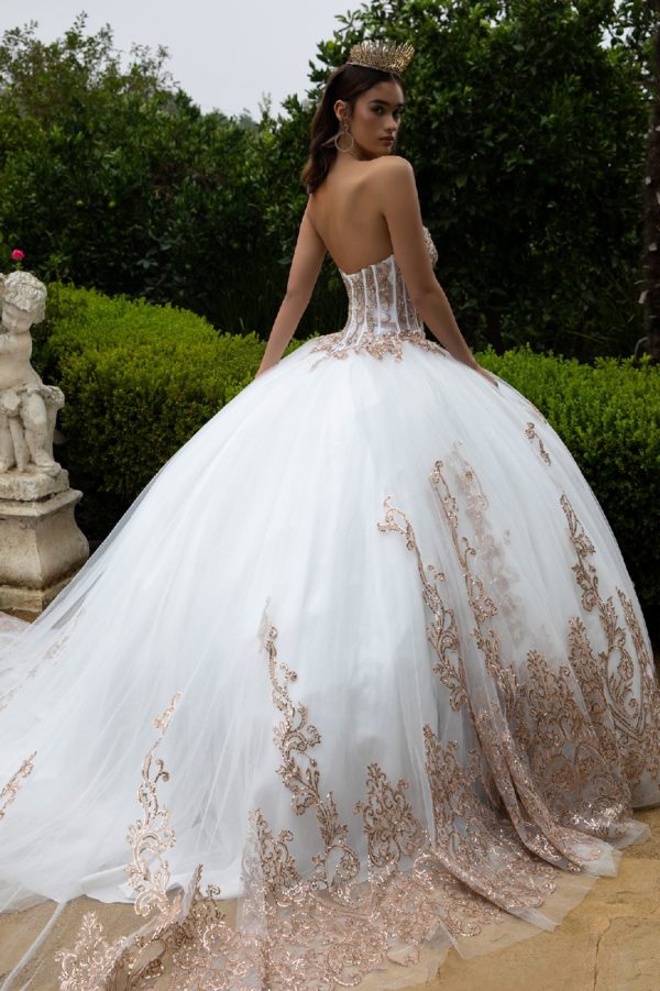 Embroidery Sweetheart Neckline Tulle Quinceanera Dress by GLS by Gloria - GL3578