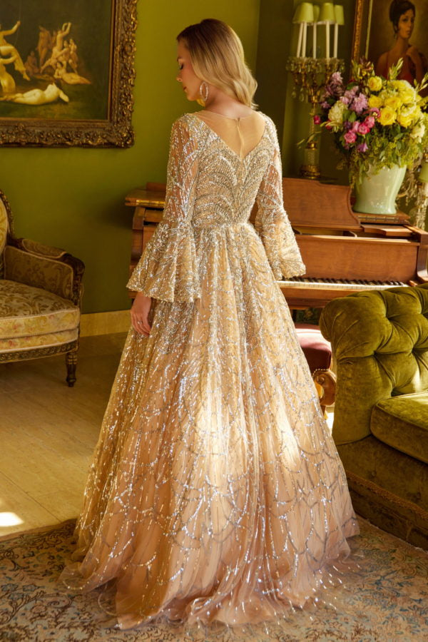 embellished formal dress La Divine CC475 Elegant Fitted Embellished Formal Gown Mia Bella Couture