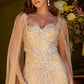 Embellished Cape Sleeve Mermaid Women Formal Dress by GLS by Gloria - GL3583 - Special Occasion/Curves