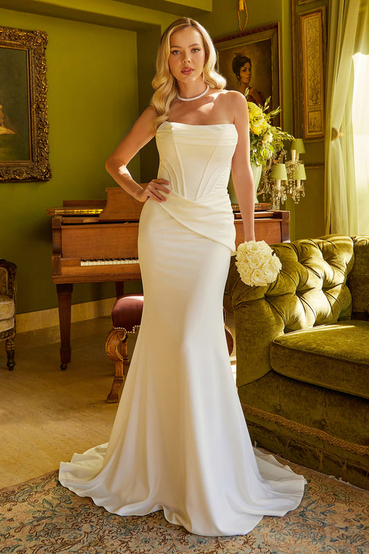 Strapless Boat Neckline Mermaid Women Bridal Dress by GLS by Gloria - GL3584 - Special Occasion/Curves