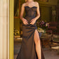 Satin Strapless Sweetheart Leg Slit Women Formal Dress by Elizabeth K - GL3588 - Special Occasion/Curves