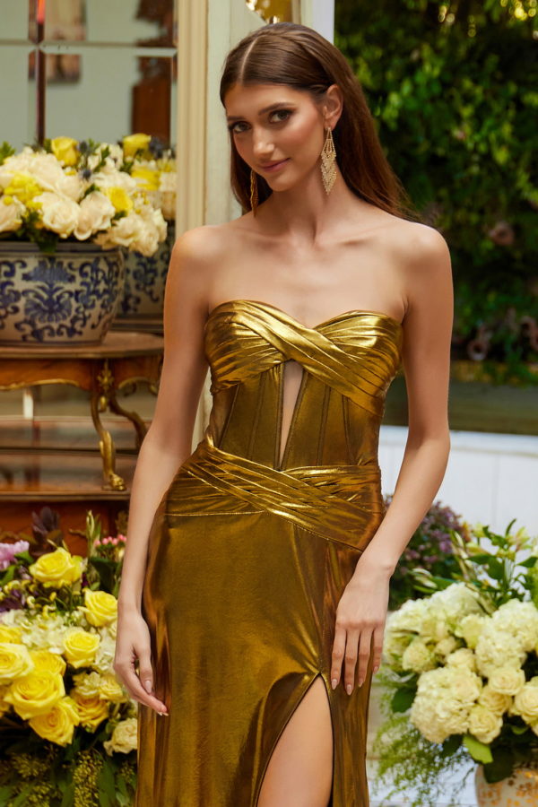 Strapless Shiny Satin Sheath Women Formal Dress by Elizabeth K - GL3589 - Special Occasion/Curves