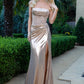 Straight Across Neckline Leg Slit Women Formal Dress by Elizabeth K - GL3591 - Special Occasion/Curves