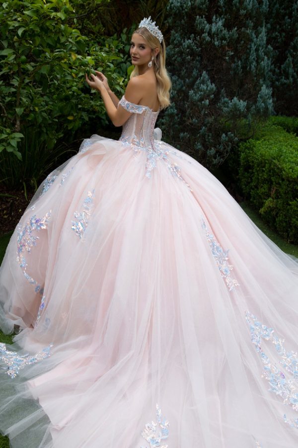 Embellished Off Shoulder Glitter Quinceanera Dress by GLS by Gloria - GL3596